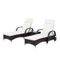 Outsunny Lot de 2 Bains de Soleil en Résine Tressée Marron(m-9)