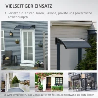 Outsunny Zadaszenie, nad drzwi wejściowe, dla wejść i okien, 100Dł x 75S x 23W cm, Czarne(m-6)