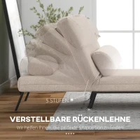 HOMCOM Klappsessel mit Bettfunktion, klappbarer Relaxsessel in Leinenoptik, Verstellbare Rückenlehne, 75 x 70 x 75 cm, Beige(m-4)