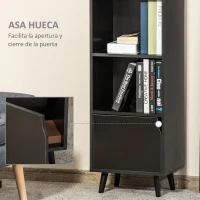 HOMCOM Estantería para Libros con 3 Estantes Abiertos y Cajón Librería Moderno para Almacenamiento Juguetes 40x30x129,5cm Negro(m-6)
