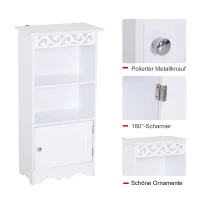 HOMCOM Sideboard, Küchenkommode mit 3 Fächern, Badschrank, Aufbewahrungsschrank, Küchenschrank, Beistellschrank für Wohnzimmer, Schlafzimmer, Weiß, 40 x 23 x 80 cm(m-5)