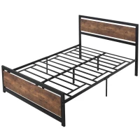 HOMCOM Double Size Metal Bed Frame with Headboard & Footboard, Strong Slat Support Full Bed Frame w/ Underbed Storage Space, Bedroom Furniture For Adults(m-11)