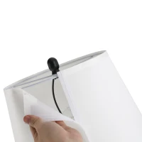 HOMCOM Lot de 3 luminaires design contemporain - lampadaire sur pied + 2 lampes de tables - métal noir polyester coton blanc(m-8)