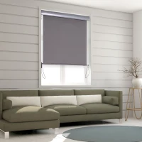 Outsunny Senkrechtmarkise Balkonmarkise Vertikalmarkise Windschutz Seitenrollo Sichtschutz mit Handkurbel Polyesterstoff+Aluminium Grau 140 x 100 cm(m-2)