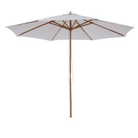 Outsunny Parasol de jardin extérieur parasol droit double toit en bois polyester haute densité protection solaire Ø 3 x 2,5 m blanc(m-11)