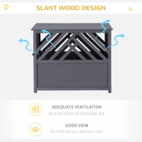 PawHut Wood Dog Crate Dog Cage Table Kennel Night Stand with Lockable Door for Small Medium Pets Grey 60 x 91 x 74 cm(m-5)