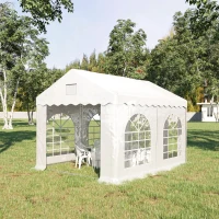 Outsunny 3 x 4 m Marquee Gazebo with Sides, Party Tent Canopy & Carport Shelter for Outdoor Event, Wedding, White(m-2)