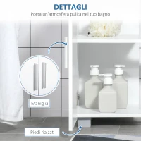 kleankin Mobile Sotto Lavabo Bagno a U con 2 Ante e Ripiano Interno Regolabile, 60x30x60cm(m-7)