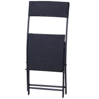 Outsunny Polyrattan Bistroset für 2 Personen Sitzgruppe Rattan Gartenmöbel Set Garnitur Schwarz(m-9)