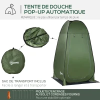 Outsunny Tente de douche de camping pop up pliable avec sac de transport polyester dim. 126L x 124l x 198H cm - vert(m-5)