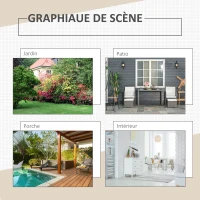 Outsunny Ensemble salon de jardin encastrable avec grande table rectangulaire 2 fauteuils et 2 tabourets coussins blanc amovibles lavables résine tressée Imitation rotin gris(m-7)