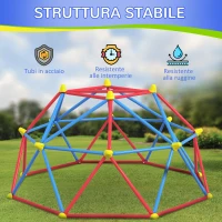 Outsunny Cupola per Arrampicata Bambini 3-8 Anni, Struttura in Metallo per 4 Bimbi, Ø183x90cm, Multicolore(m-5)