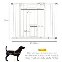 PawHut Cancellino per Cani taglia Piccola e Media con Chiusura Automatica, in Acciaio e PA, 74-100x76 cm, Bianco(m-3)