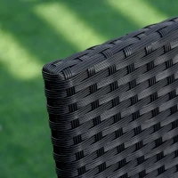 Outsunny Set 4 Sedie da Giardino e Tavolo con Ripiano in Vetro, Arredamento da Esterno in Rattan PE e Metallo, Nero(m-9)