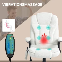 Vinsetto Bürosessel Massagefunktion Massagebürostuhl, Massagefunktion, höhenverstellbar, 67 x 74 x 107-116 cm, Weiß(m-4)