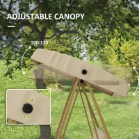 Outsunny Three-Seat Garden Swing Chair, with Adjustable Canopy - Beige(m-6)
