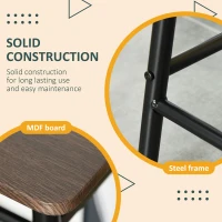 HOMCOM Bar Table Set, Bar Table and Stools Set, Footrest and Storage Shelf, for Kitchen, Dining Room, Pub, Cafe, Black and Oak(m-7)