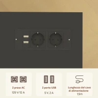 HOMCOM Mobile per Stampante con 3 Cassetti, 2 Ripiani Aperti e Foro Passacavi, in MDF, 80x40x65.5 cm, Marrone e Nero(m-4)