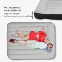 Outsunny Materasso Gonfiabile Matrimoniale con Cuscino Integrato, Pompa e Borsa, 152x203x30cm, Grigio(m-4)