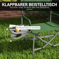 Outsunny Klappstuhl mit klappbarem Seitentisch, Becherhalter, leicht, Metallgestell, 81B x 51T x 87H cm, Grün(m-5)