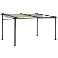 Outsunny Pergola rétractable 4 x 3 m structure métal époxy anticorrosion toile Polyester180 g/m² Incluse Beige(m-1)