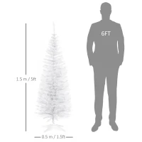 HOMCOM 5ft Unlit Artificial Christmas Tree, Pencil Slim Xmas Tree with Solid Stand and Realistic Branches, White(m-3)