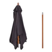 Outsunny Ombrellone da Giardino Inclinabile 2x1.5 m con 6 Stecche e Palo in Legno di Abete, Grigio Scuro(m-7)