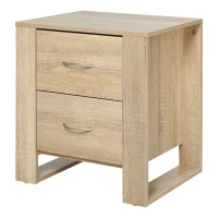 HOMCOM Mesita de Noche Mesilla de Noche con Cajones y Estilo Moderno Mesa Auxiliar para Dormitorio Salón 48x39x54 cm Natural(m-1)