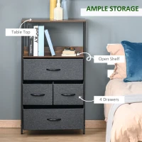 HOMCOM 4 Drawer Storage Chest Unit Home Cabinet w/ Shelves Home Living Room Bedroom Entryway Living Furniture, Black(m-4)
