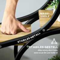 Outsunny Pflanzenständer mit 4 Regalen, Massivholz, wetterbeständig, 46 cm x 25 cm x 91 cm, Schwarz + Natur(m-5)