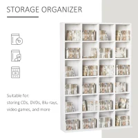 HOMCOM CD Storage Unit with Adjustable Shelves, 89 x 130.5 cm, White(m-4)