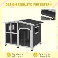 PawHut Cuccia per Cani taglia Media da Esterno in Legno con Tetto Apribile, 101x66.5x70.5 cm, Grigio(m-7)
