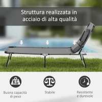 Outsunny Sdraio Pieghevole con Foro per Lettura e Cuscino, Reclinabile su 4 Livelli, in Tessuto Oxford e Struttura in Acciaio, Verde(m-7)