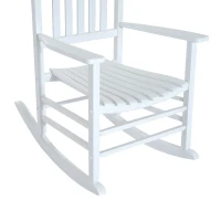 Outsunny Schaukelstuhl aus Holz mit Armlehne Schwingsessel Relaxstuhl Gartenstuhl Weiß 69 x 86 x 115 cm(m-8)