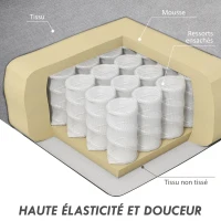 HOMCOM Canapé d'angle 3 Places méridienne réversible droite ou gauche, salon, grand confort Tissu Polyester Gris Clair(m-5)