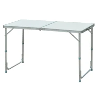 Outsunny Mesa de Camping Plegable convertible en Maleta Altura Regulable para Picnic 120x60x54-70 cm con Marco de Aluminio(m-1)