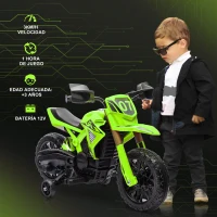 AIYAPLAY Moto Eléctrica para Niños de +3 Años Moto a Batería para Niños 12V con Ruedas de Auxiliar y Bocina Carga 30 kg Verde(m-4)