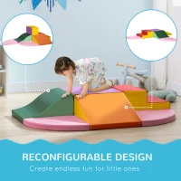 HOMCOM 6 Piece Soft Play Equipment for Kids Climb and Crawl, Red(m-6)