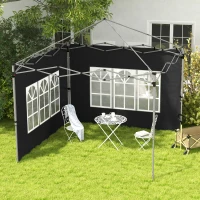 Outsunny Gazebo Side Panels, Sides Replacement with Window for 3x3(m) or 3x4m Pop Up Gazebo, 2 Pack, Black(m-2)