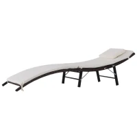 Bain de soleil pliable résine tressée matelas et tétière inclus(m-9)