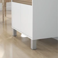 HOMCOM Meuble desserte de cuisine pour micro-ondes avec placard tiroir étagère supérieur 60 x 40 x 131 cm naturel et blanc(m-9)