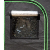 Outsunny Serra Idroponica per Interni, Tessuto Riflettente e Prese d'Aria, Porte e Finestre, 90x60x135cm Nero e Verde(m-9)