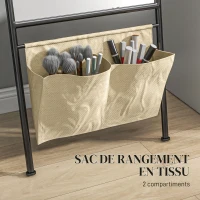 HOMCOM Miroir rectangulaire pleine longueur avec pochette de rangement, à poser ou à fixer au mur, 56L x 190H cm - noir(m-5)