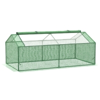 Outsunny Mini Serre de Jardin Serre à tomates mini serre tunnel toit pointu1,8L x 0,9l x 0,7H m métal thermolaqué PE Haute densité fenêtre moustiquaire intégrées Vert