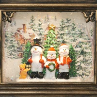 HOMCOM Weihnachtsdeko Schneekugel, Winterlaterne, Schneemänner, Musik & Licht, 16,6 x 8,8 x 26,3 cm(m-6)