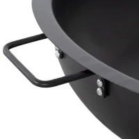 Outsunny Feuerschale mit Schürhaken Feuerkorb rund Feuerstelle für Garten Camping BBQ Stahl Schwarz 79 x 69 x 25,5 cm(m-9)