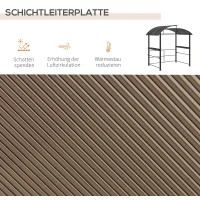 Outsunny Grillpavillon  Grilldach Grilldach, wetterbeständig, 240 cm x 150 cm x 230 cm, Gelbbraun + Dunkelbraun(m-4)