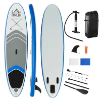 HOMCOM Aufblasbares Surfbrett Surfboard Stand Up Board mit Paddel Rutschfest Inkl. Ausrüstung PVC EVA 305 x 80 x 15 cm(m-1)
