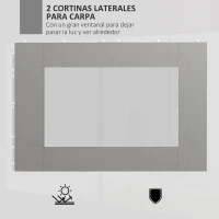 Outsunny Laterales para Carpa de Repuesto de Tela Oxford 2 Paneles de 295x195 cm con 1 Ventana para Carpas de 6x3 m 3x3 m Gris(m-4)