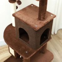 PawHut Árbol Rascador para Gatos 132 cm con Plataformas Poste con Cepillo Bolas Colgantes y Almohadilla para Rascar Marrón(m-9)
